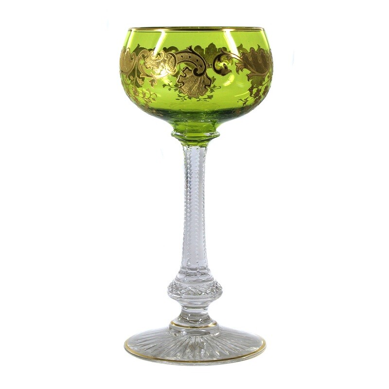 Stem glass with gold decoration, Cristallerie Saint Louis, Massenet series around 1900