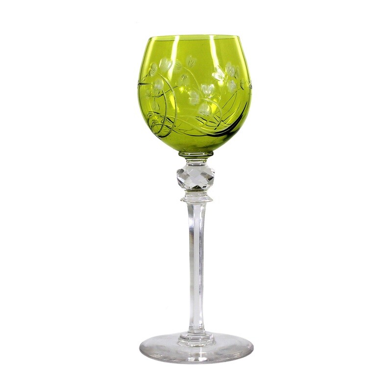 1st of 4 stem glasses with floral cut decoration, Cristallerie Baccarat around 1905