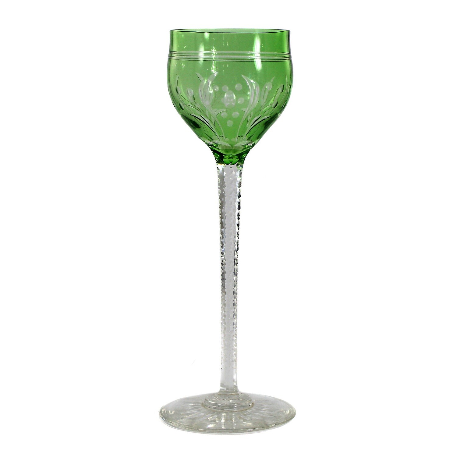 Art Nouveau stem glass with floral cut decoration, Baccarat around 1900
