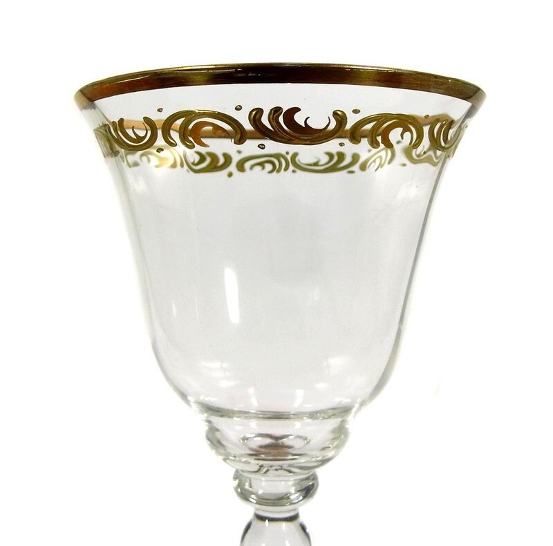 Red wine glass with relief gold application, Glashütte Spiegelau around 1920-30