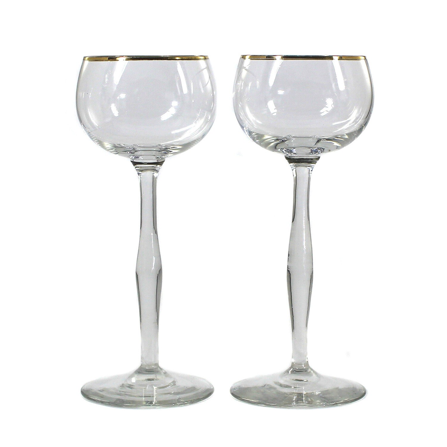 Pair of wine glasses with thickened stems, Bavarian Forest or Silesia