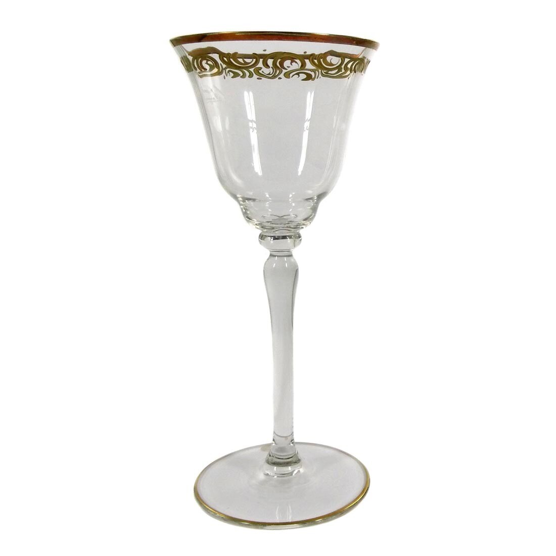 Red wine glass with relief gold application, Glashütte Spiegelau around 1920-30
