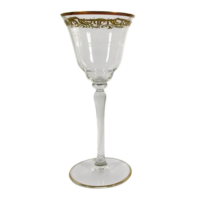 Red wine glass with relief gold application, Glashütte Spiegelau around 1920-30