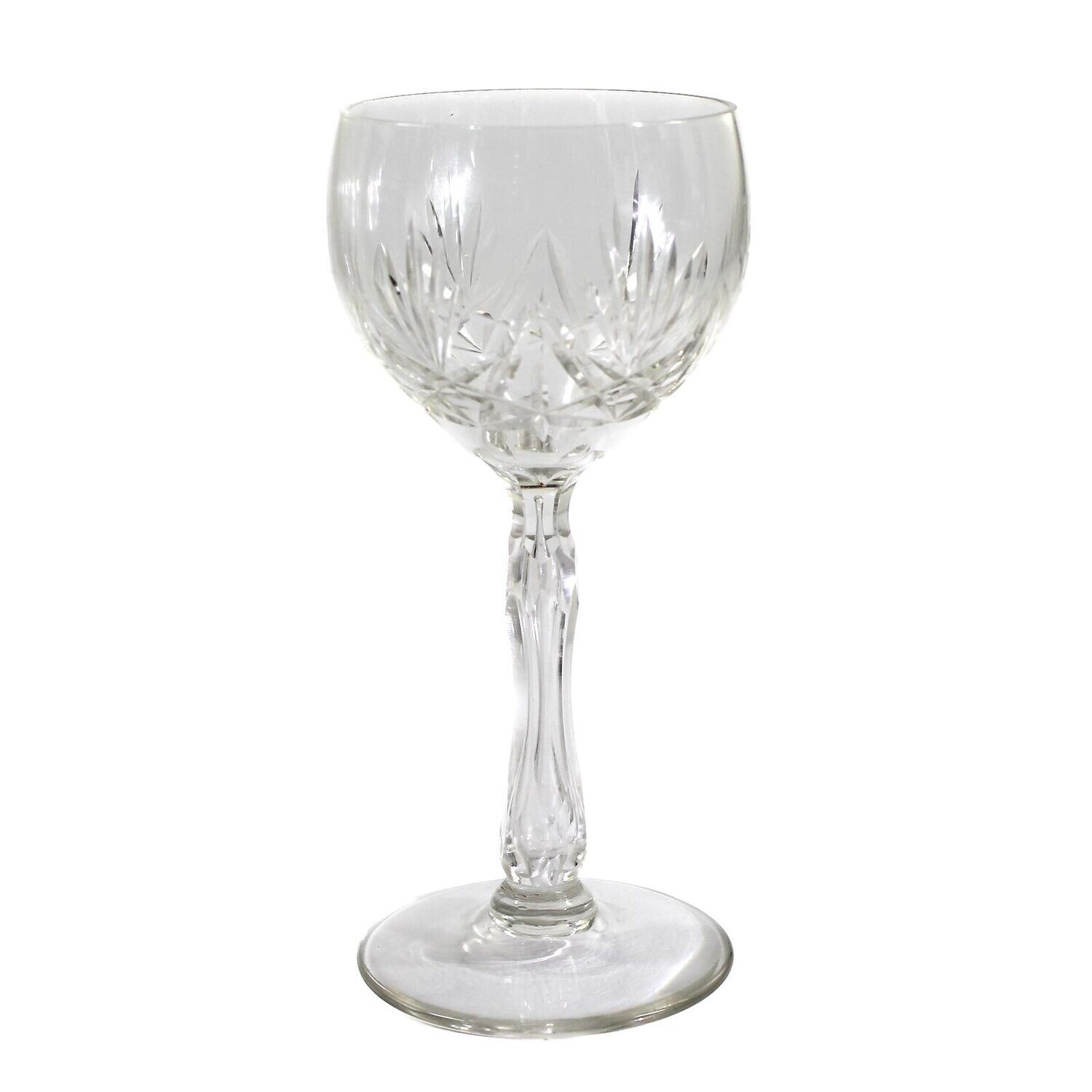 Stem glass made of colorless glass with wedge-cut decoration around 1920