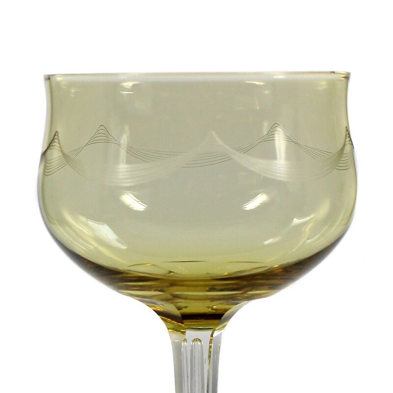 Stem glass with etched decoration, Villeroy &amp; Boch around 1910