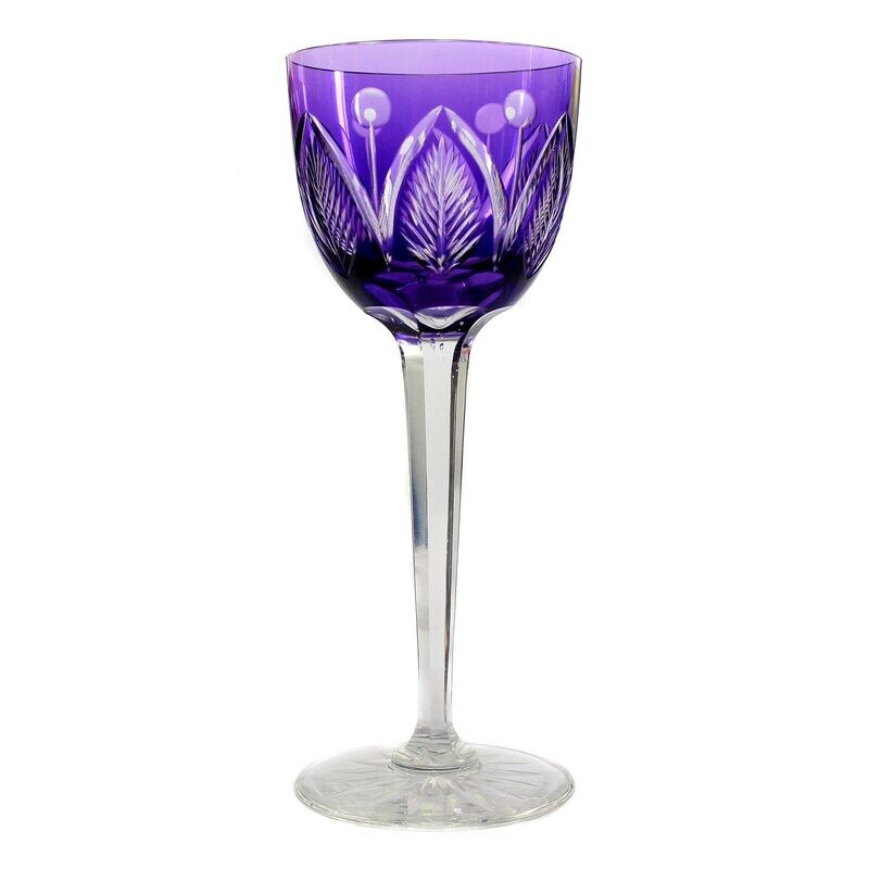 Stem glass with faceted shaft and purple overlay, Ichendorfer Glashütte