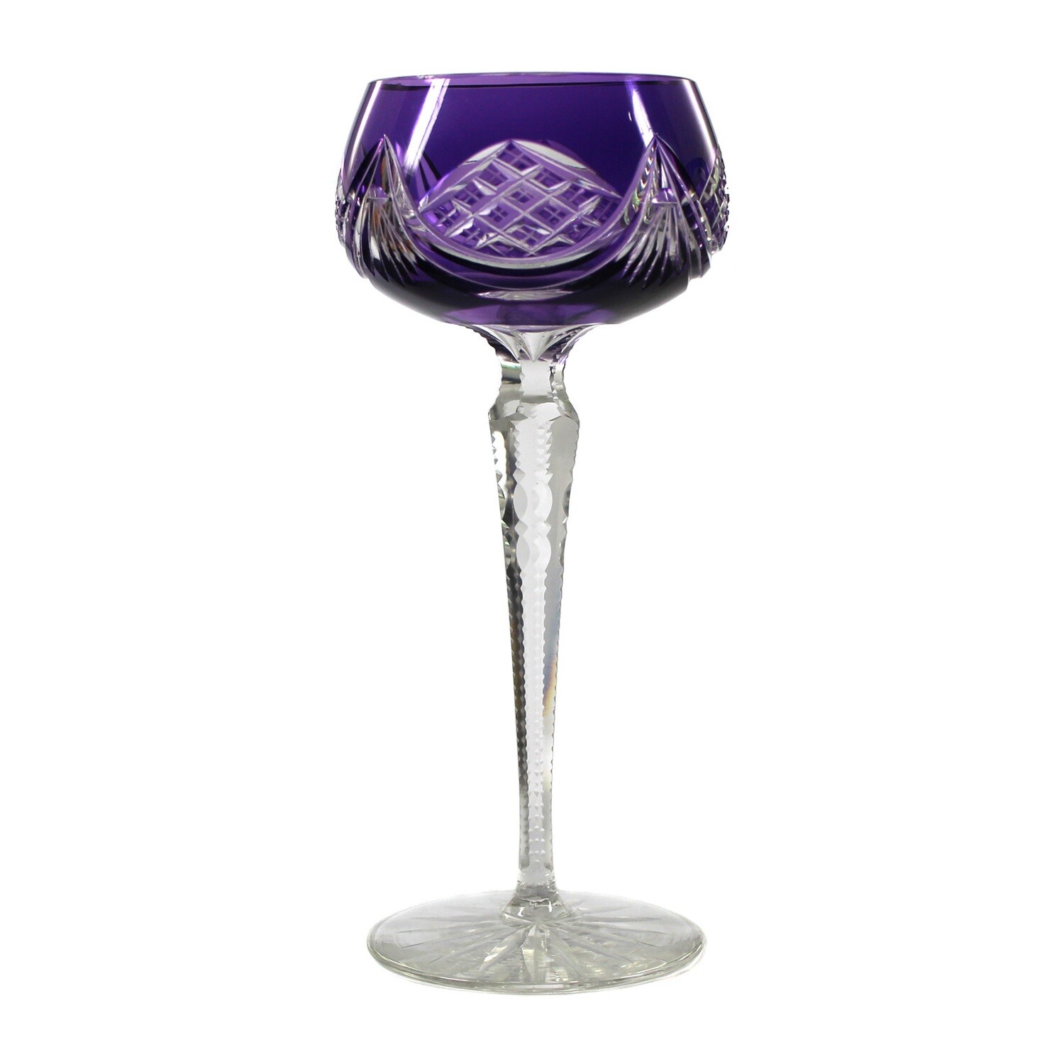 Stem glass with faceted shaft and purple overlay, Ichendorfer Glashütte