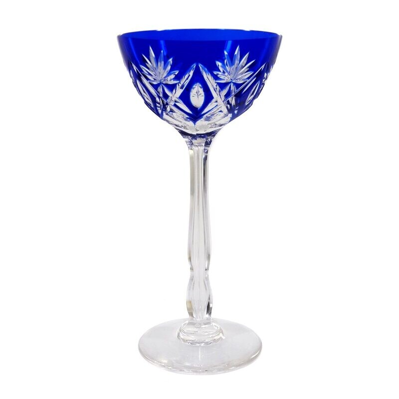 Stem glass with overlay &amp; polygonal shaft, Rheinische Glashütte around 1900-10