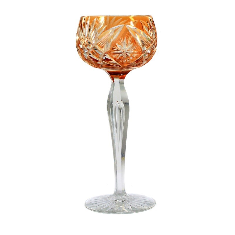 Stem glass with overlay, Rheinische Glashütten, Hanover model around 1920