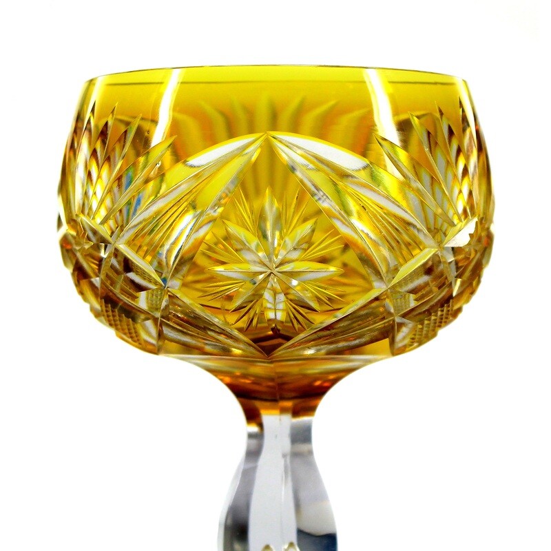 Stem glass with overlay, Rheinische Glashütten, Hanover model around 1920