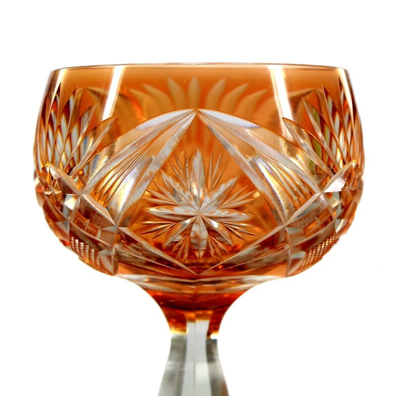 Stem glass with overlay, Rheinische Glashütten, Hanover model around 1920