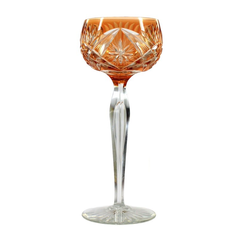 Stem glass with overlay, Rheinische Glashütten, Hanover model around 1920