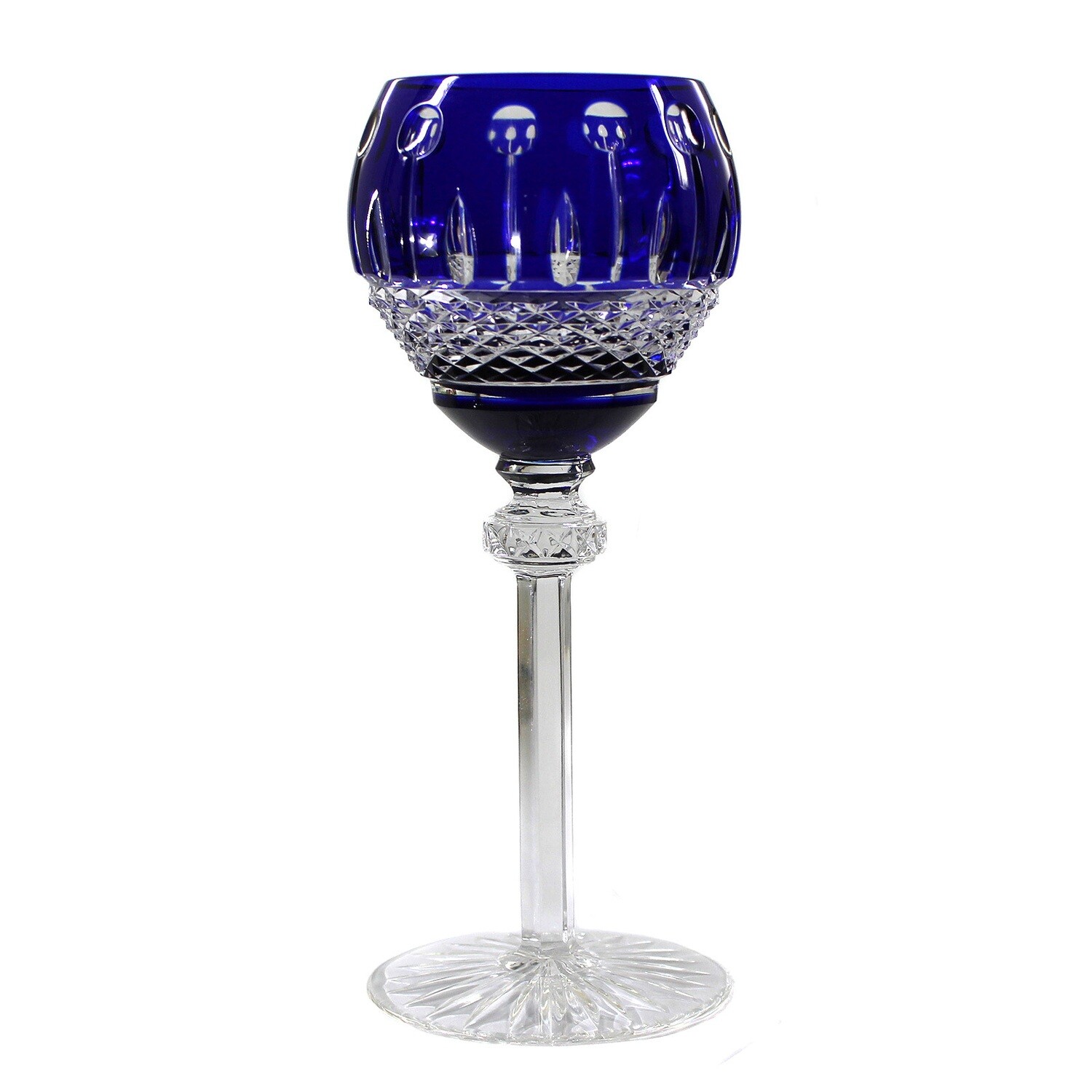 1 of 2. Stem glass with cobalt blue overlay, Ajka Crystal, Faberge series