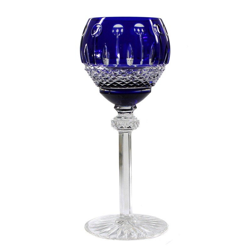 1 of 2. Stem glass with cobalt blue overlay, Ajka Crystal, Faberge series