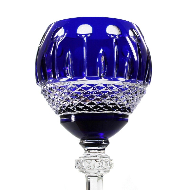 1 of 2. Stem glass with cobalt blue overlay, Ajka Crystal, Faberge series