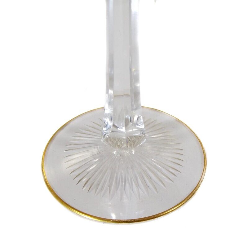 Stem glass with orange bowl &amp; gold rim, Saint Louis circa 1905