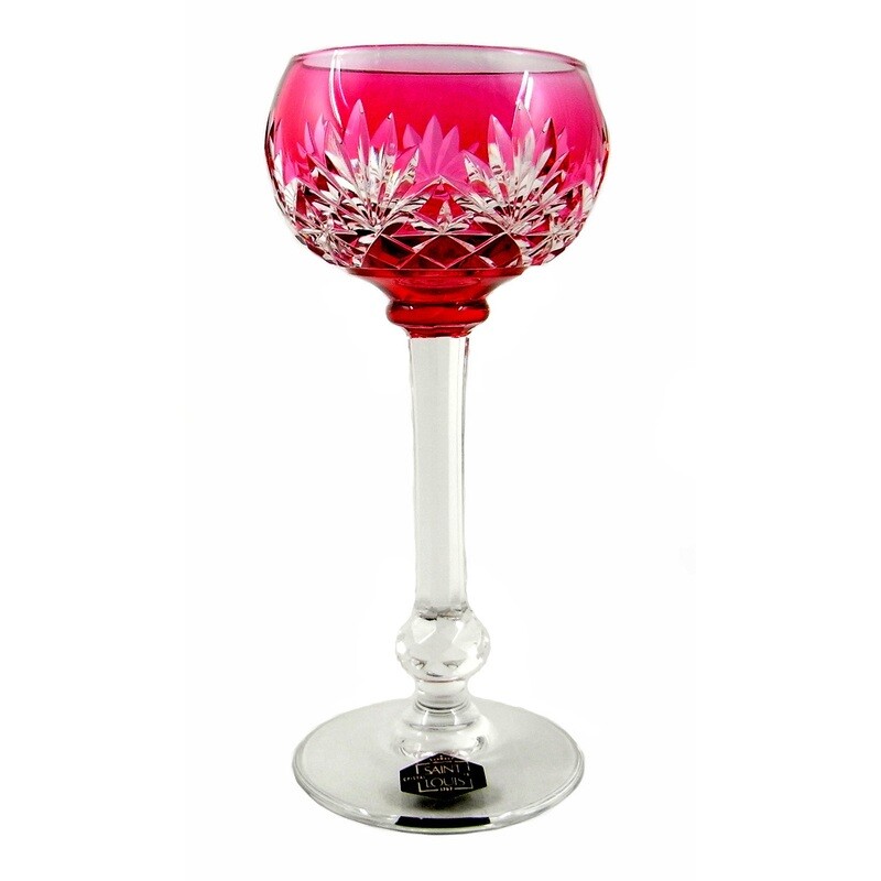 Stem glass with pink overlay, Cristallerie Saint Louis, Massenet series