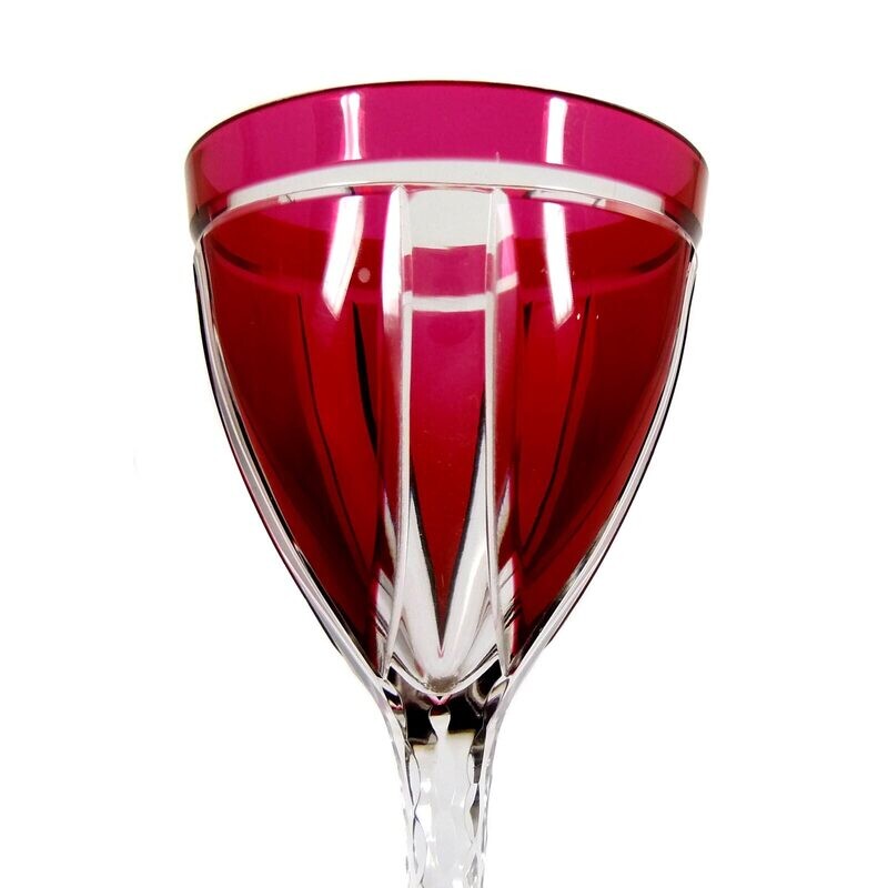 Stem glass with ruby-colored overlay, Cristallerie Saint Louis around 1908