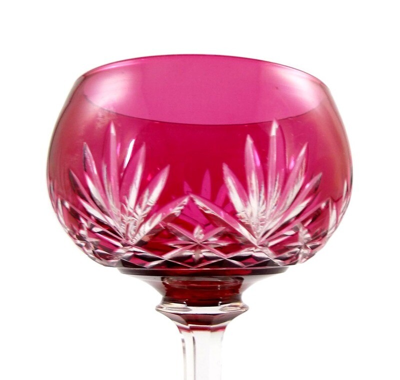 Wine glass with violet overlay &amp; decorative cut decoration, Saint Louis, Massenet series