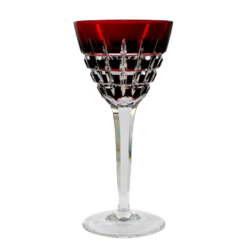 Stem glass with copper ruby overlay and wedge cut decoration, Bavarian Forest