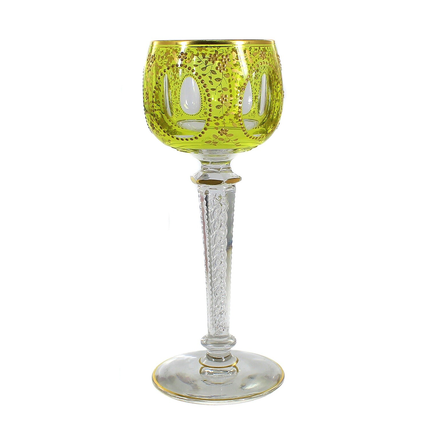 Stem glass with overlay and gold painting, shaft with air filigree, Saint Louis
