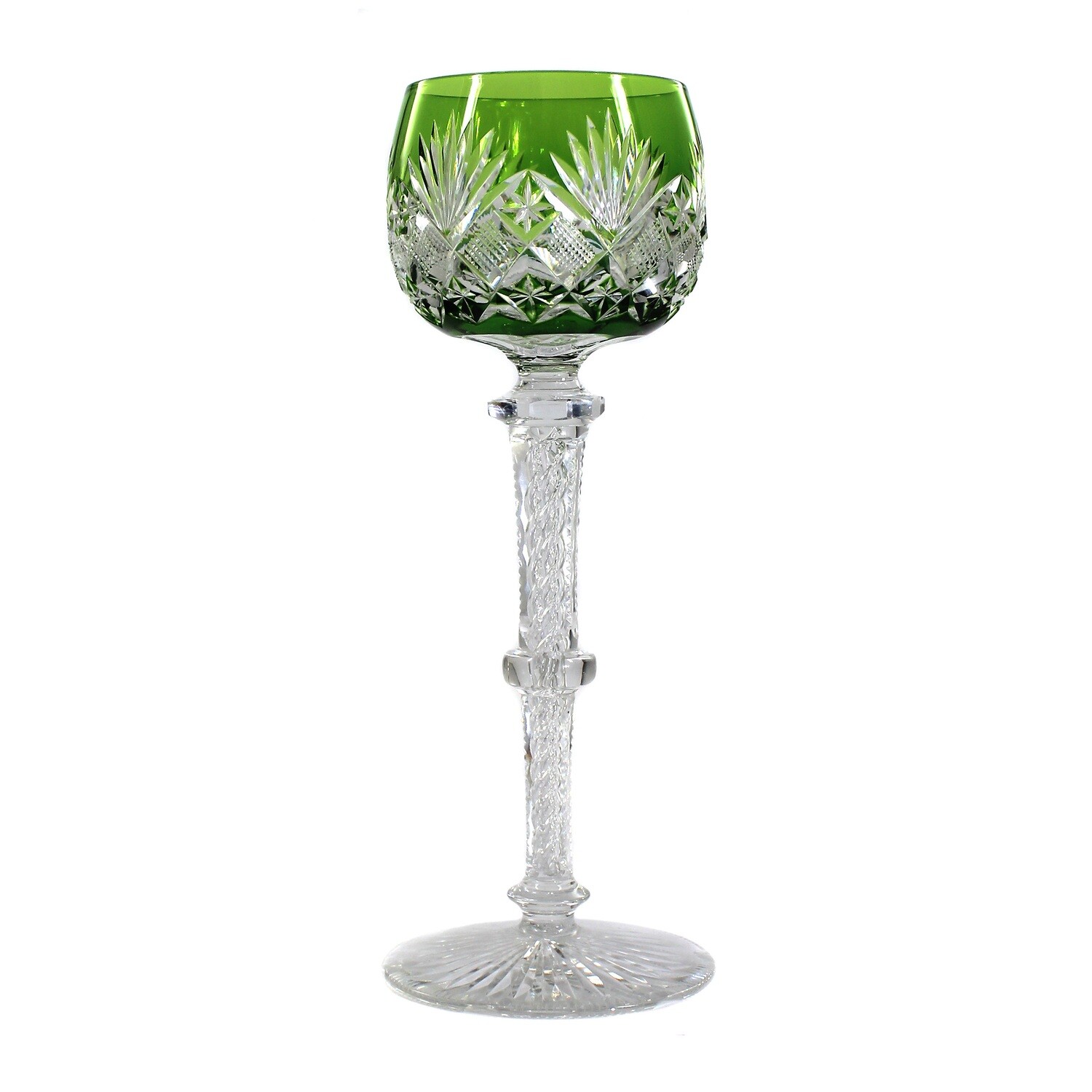 Stem glass with green cup and air filigree, Cristallerie Saint Louis, around 1900