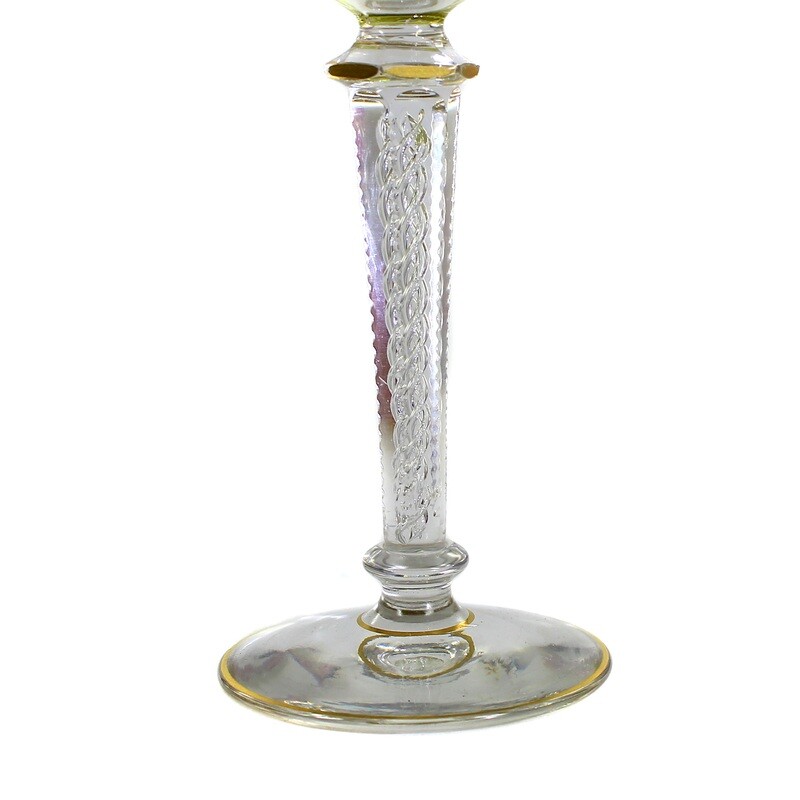 Stem glass with overlay and gold painting, shaft with air filigree, Saint Louis