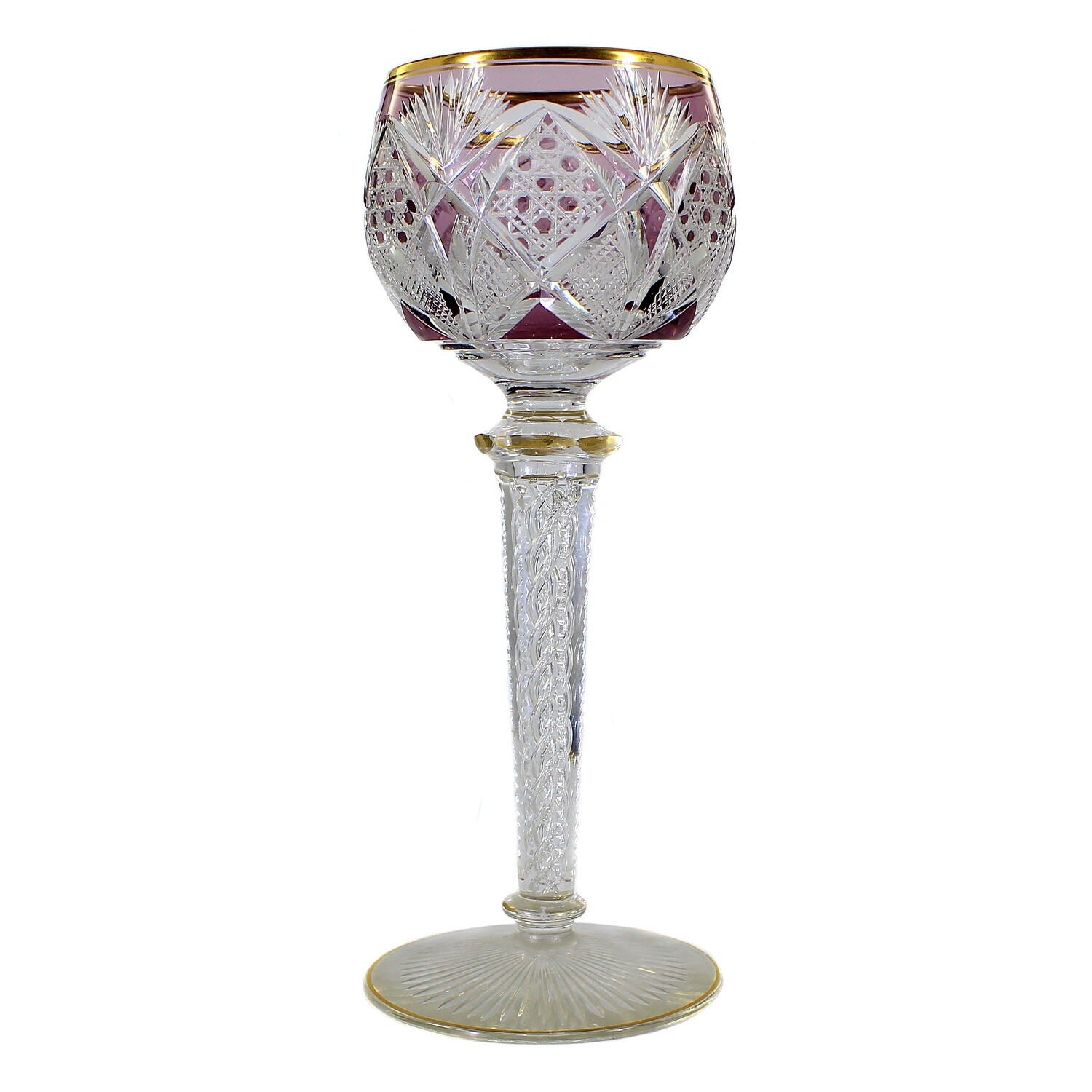 Stem glass with overlay and air filigree, Cristallerie Saint Louis around 1905