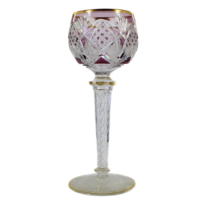 Stem glass with overlay and air filigree, Cristallerie Saint Louis around 1905