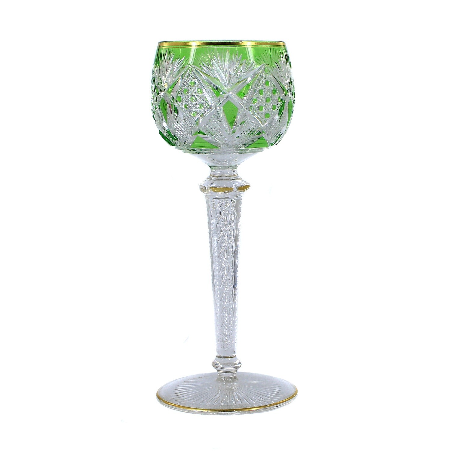 Stem glass with overlay and air filigree, Cristallerie Saint Louis around 1905