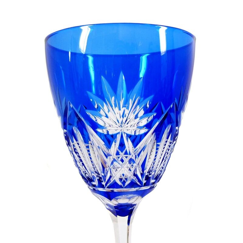 Stem glass with overlay &amp; decorative cut decoration, Val St. Lambert, Lubin series