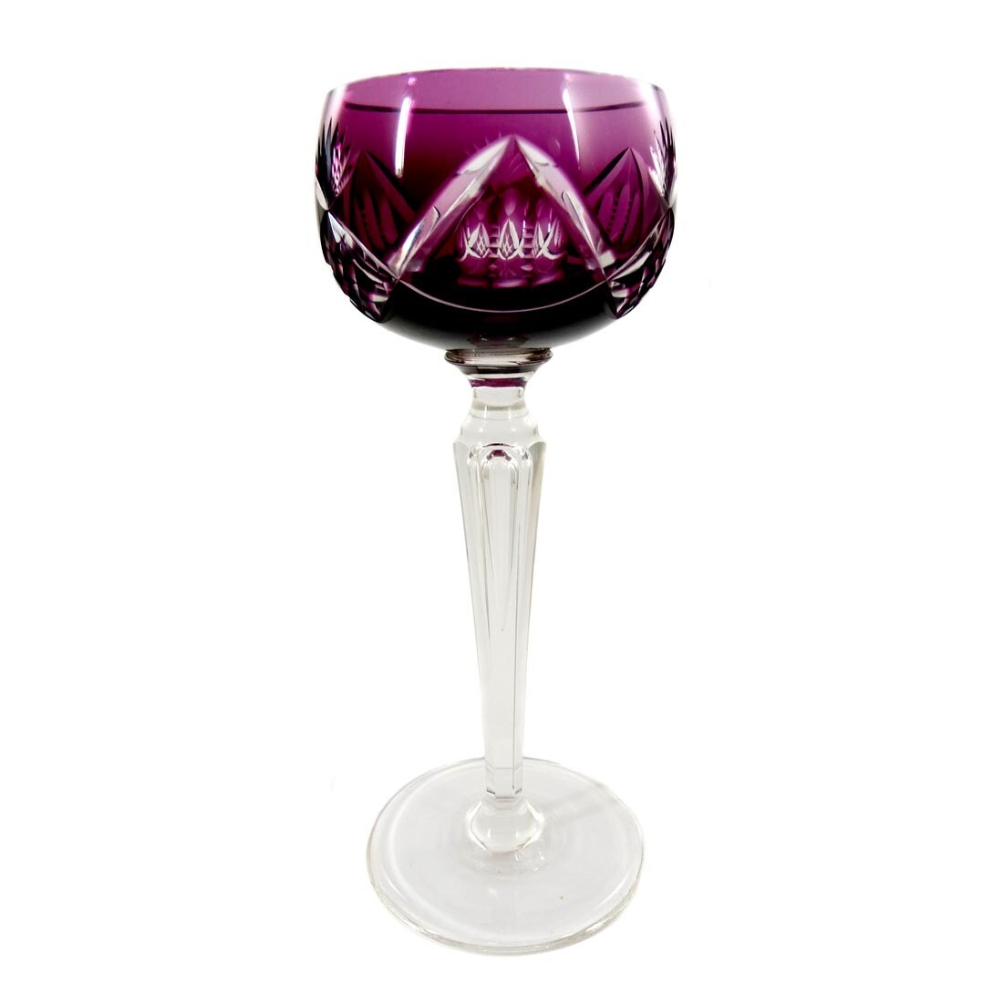 Stem glass with overlay &amp; pierced air bubble, Val St. Lambert, Lubin