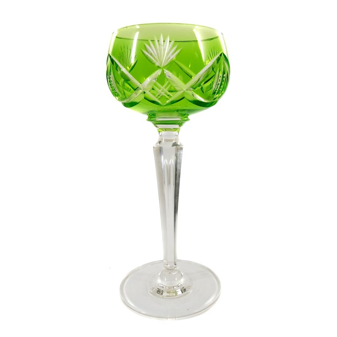 Stem glass with overlay &amp; pierced air bubble, Val St. Lambert, Lubin
