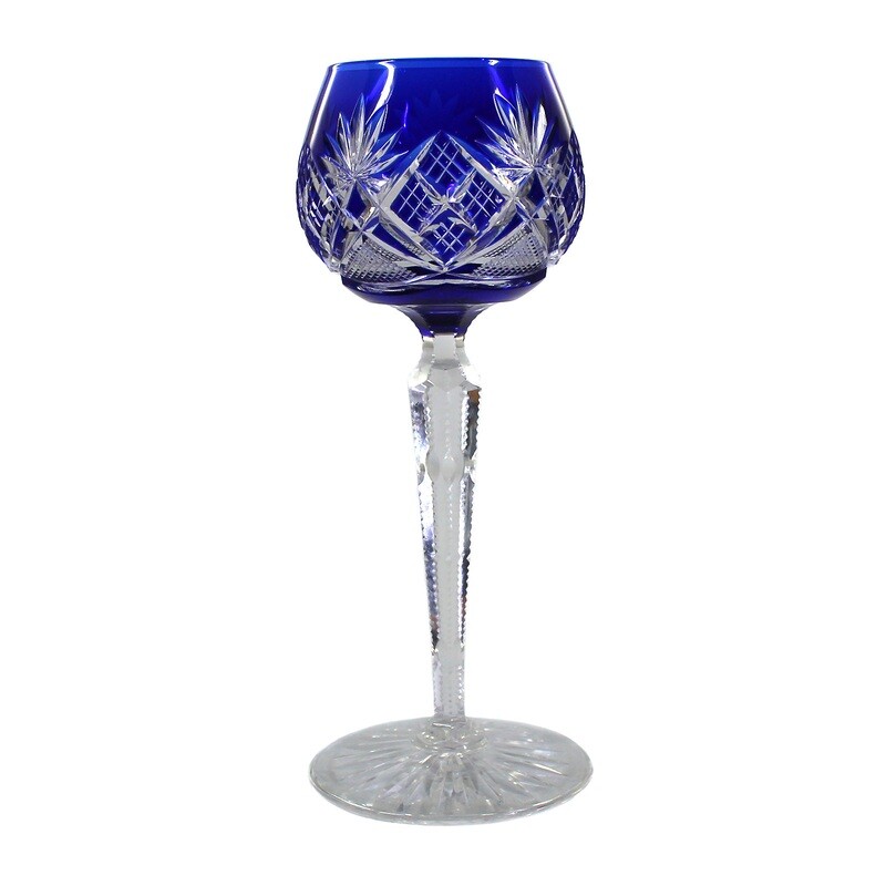 Roman with blue overlay &amp; faceted shaft, Val Saint Lambert around 1910