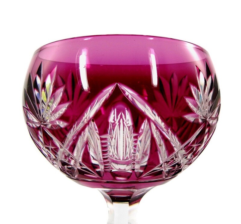 Stem glass with overlay &amp; decorative cut decoration, Val St. Lambert, Lubin series