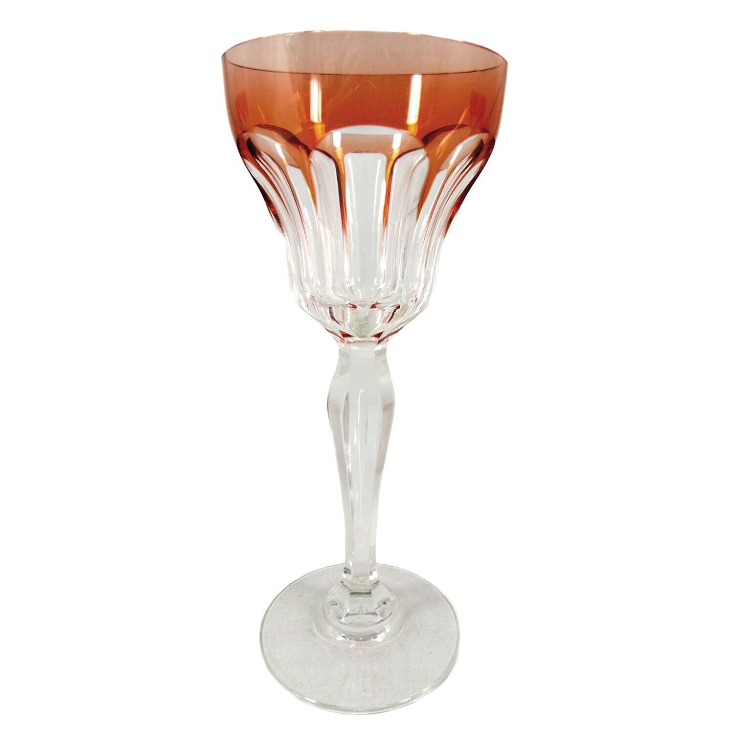 Heavy wine glass with peel cut and overlay, Val St. Lambert around 1950