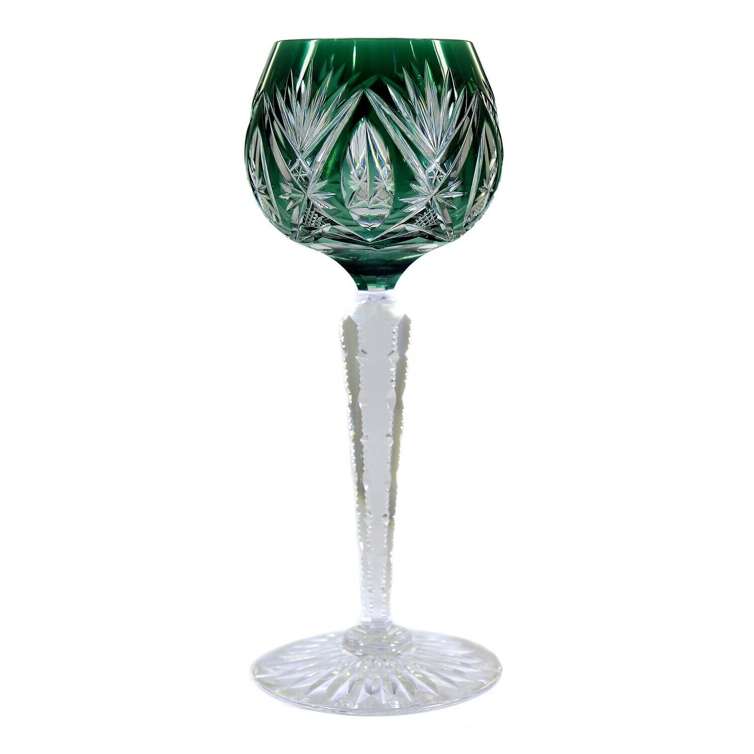 Stem glass with green overlay, Val St. Lambert, model B, taille 3247, 1905