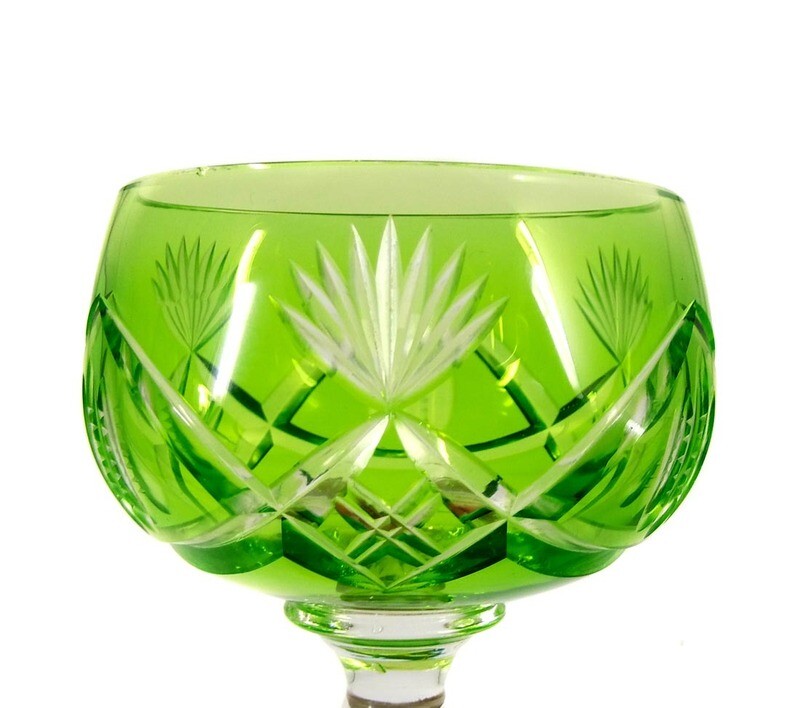 Stem glass with overlay &amp; pierced air bubble, Val St. Lambert, Lubin