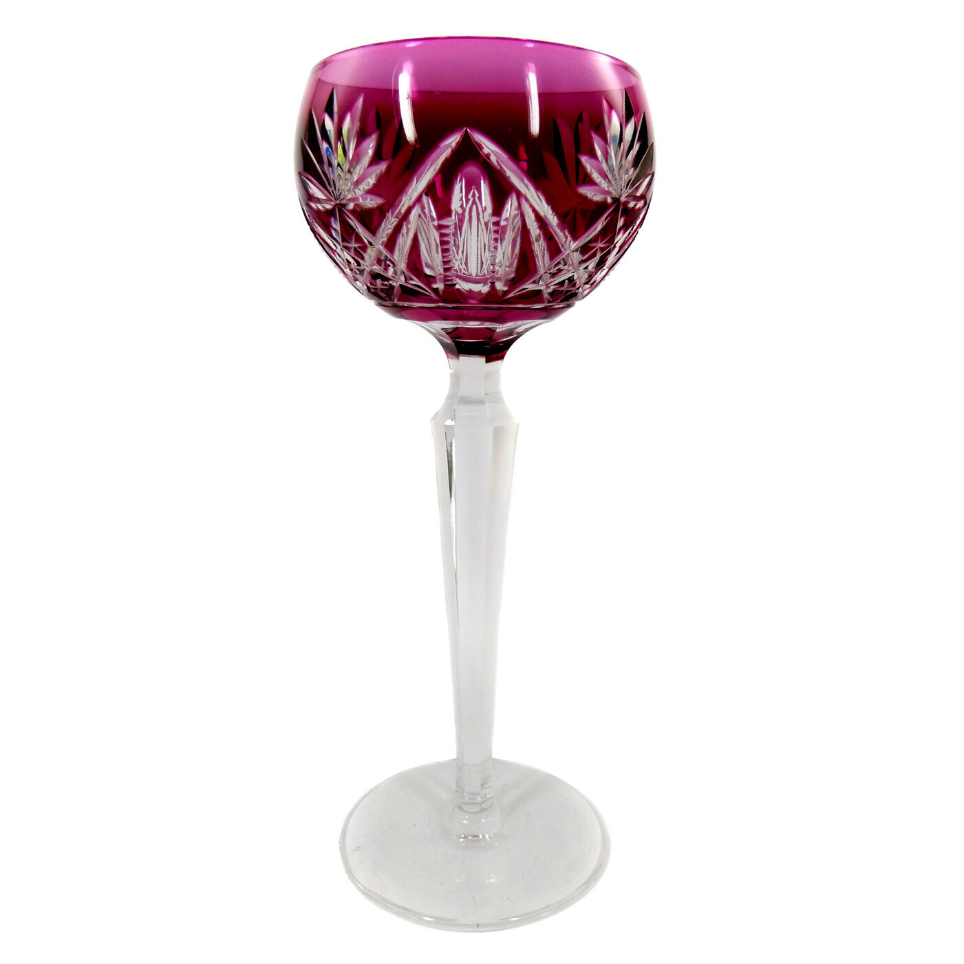 Stem glass with overlay &amp; decorative cut decoration, Val St. Lambert, Lubin series