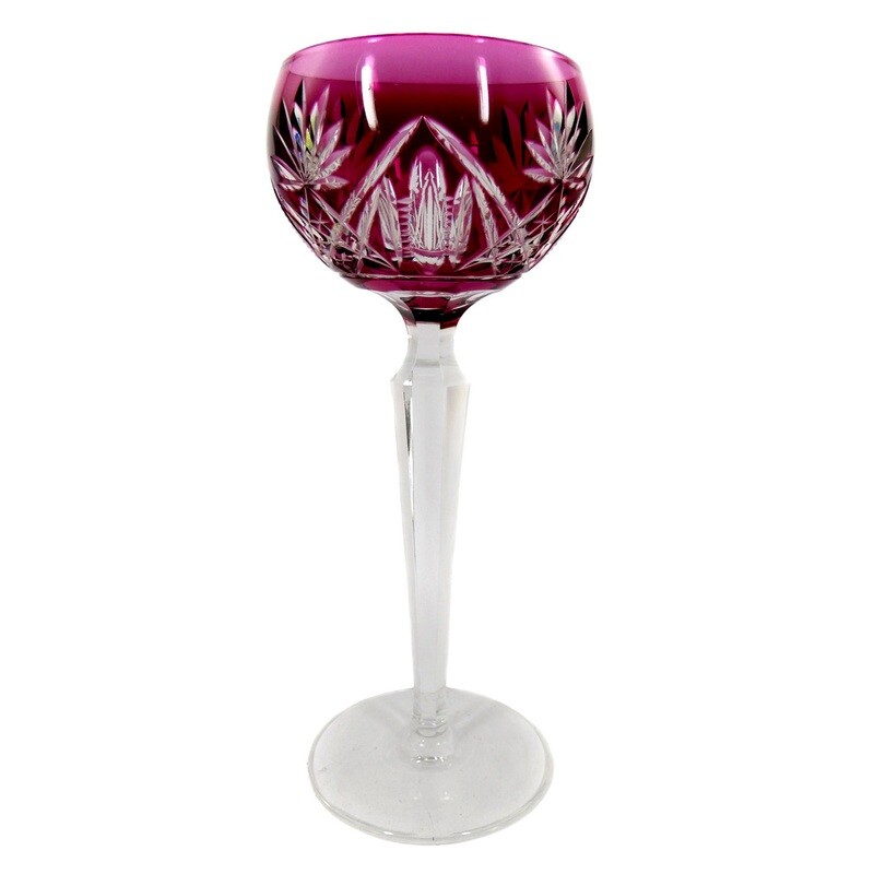 Stem glass with overlay &amp; decorative cut decoration, Val St. Lambert, Lubin series