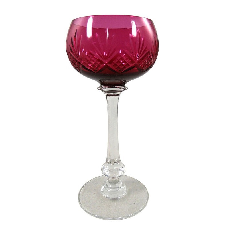 Stem glass with overlay and decorative cut decoration, Val Saint Lambert, Anvers series