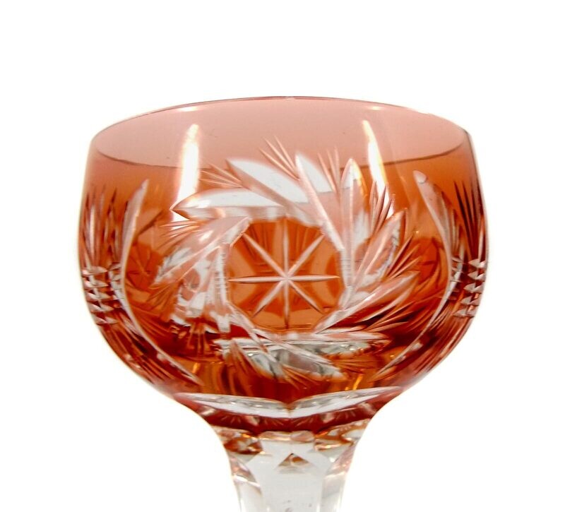 Stem glass with orange overlay, Eduard Dressler, Berlin around 1930