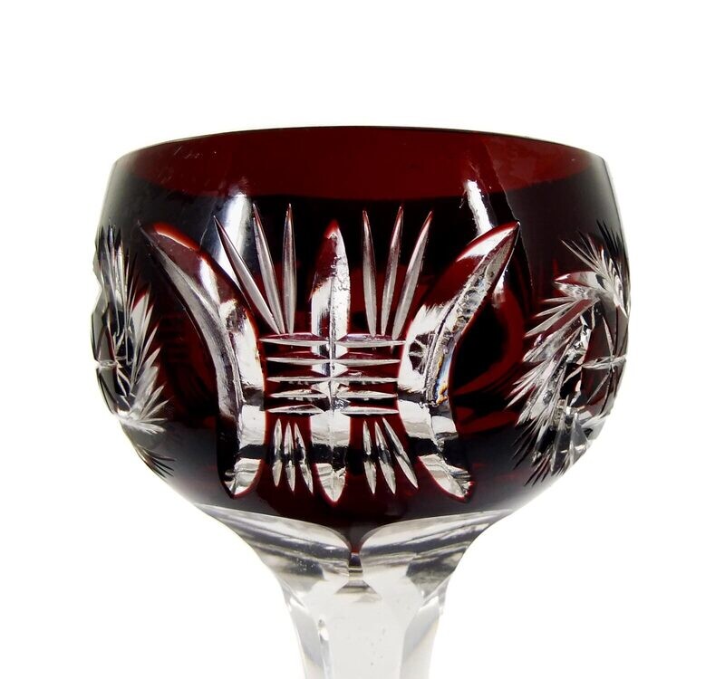 Stem glass with ruby-colored overlay, Eduard Dressler, Berlin around 1930