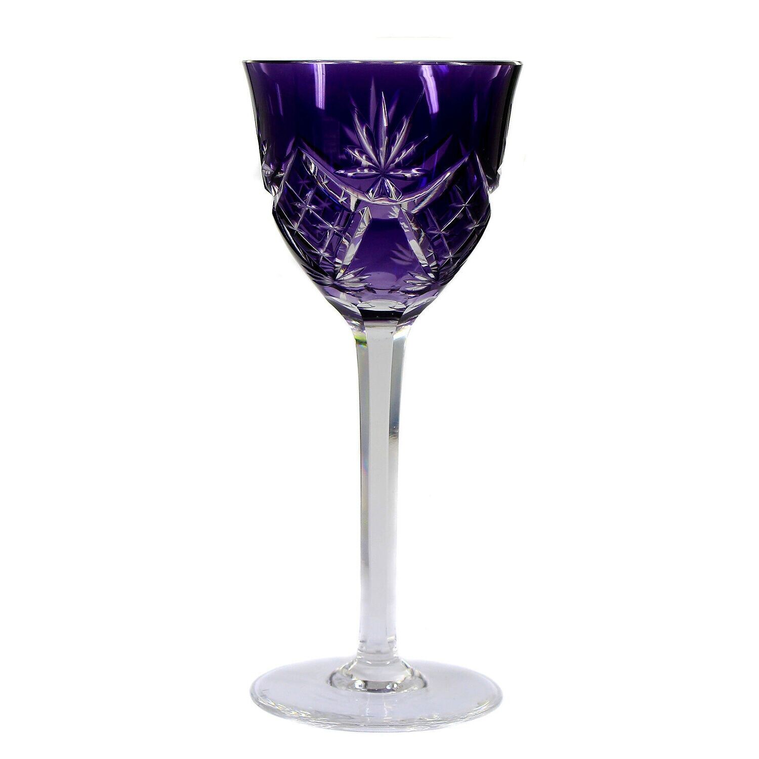 Stem glass with purple overlay and decorative cut, Villeroy and Boch around 1930