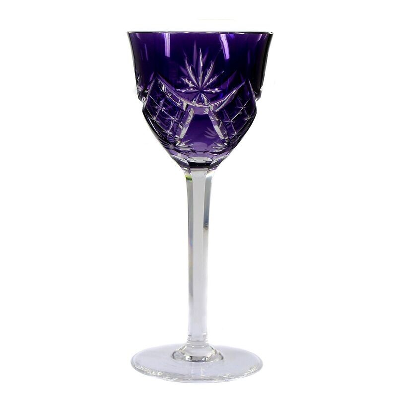 Stem glass with purple overlay and decorative cut, Villeroy and Boch around 1930
