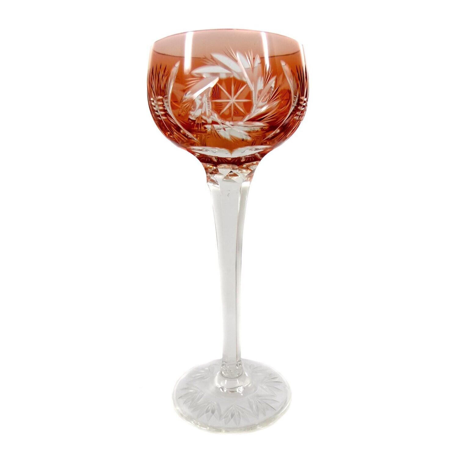 Stem glass with orange overlay, Eduard Dressler, Berlin around 1930