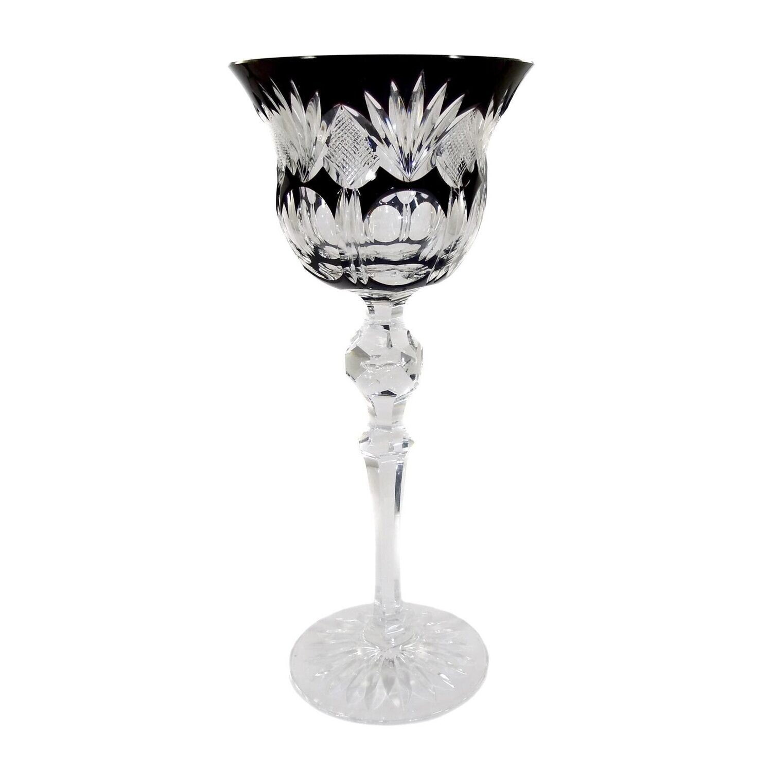 Stem glass with pierced air bubble in Nodus &amp; ruby red cup, F. Wittwer around 1940-50.