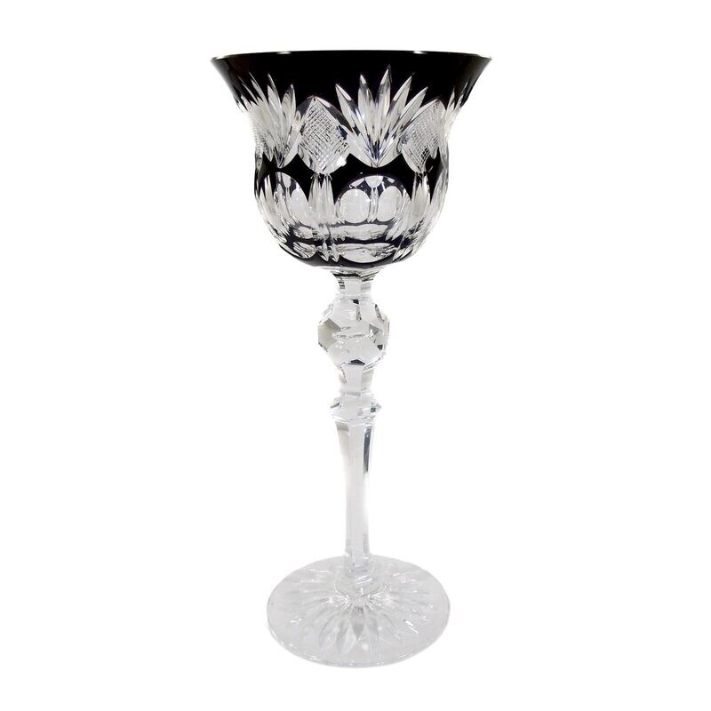 Stem glass with pierced air bubble in Nodus &amp; ruby red cup, F. Wittwer around 1940-50.