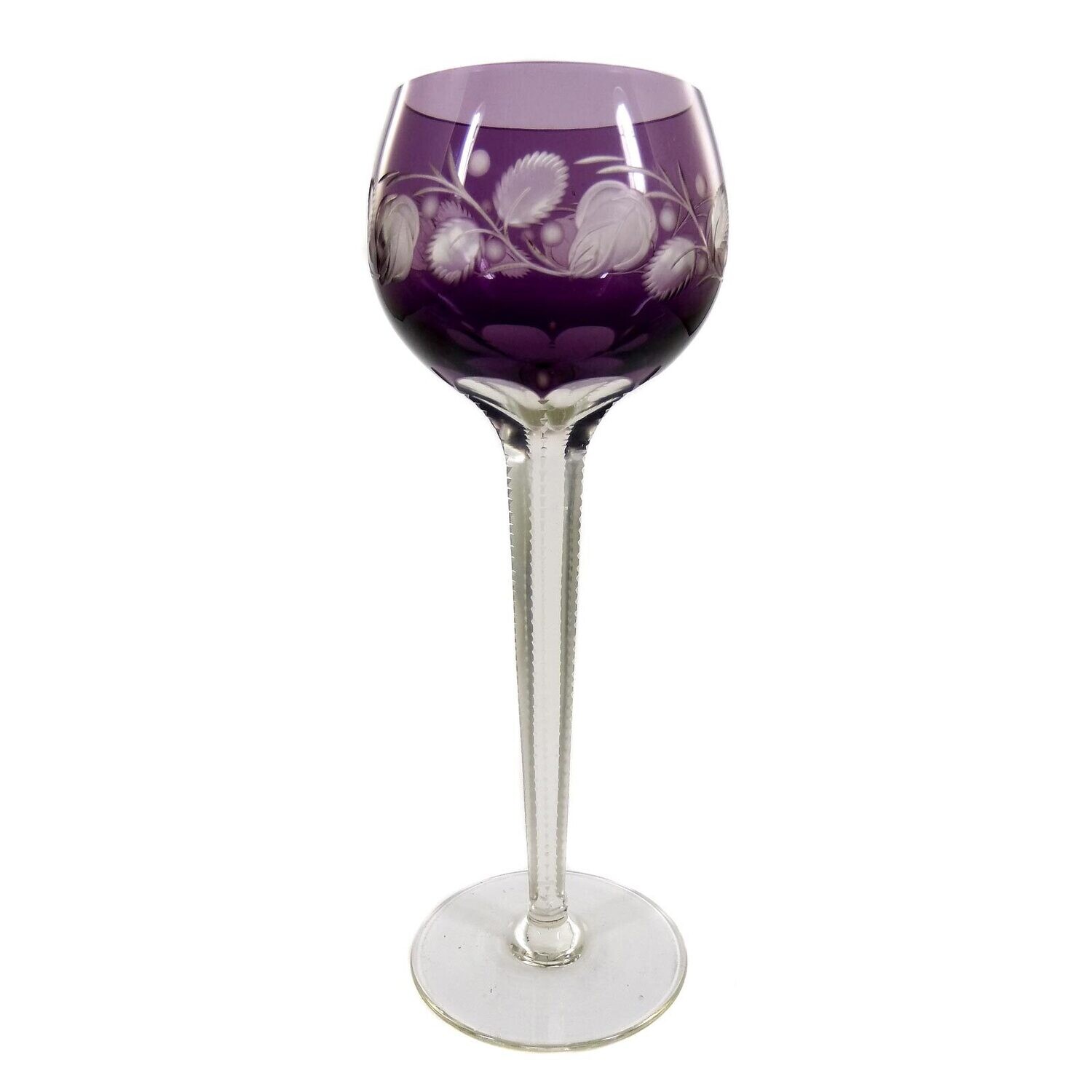 Stem glass with transition and surrounding floral decoration, around 1930