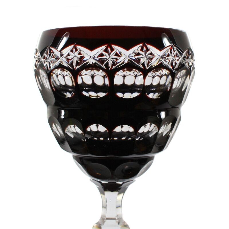 Rare stem glass with overlay, designed by A. Pfohl, Josephinenhütte around 1920